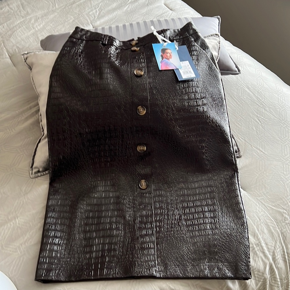 Brown textured, faux leather, Rachel Comey collab for Target midi Skirt. NWT.